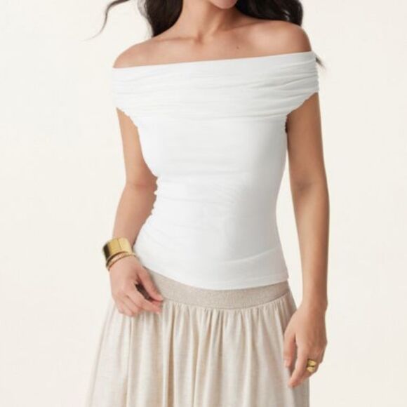 OGL White Soft Stretchy Off The Shoulder Padded Brami Top Size Medium - Picture 1 of 9